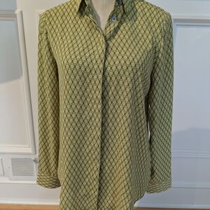Ann Taylor Olive Patterned Blouse